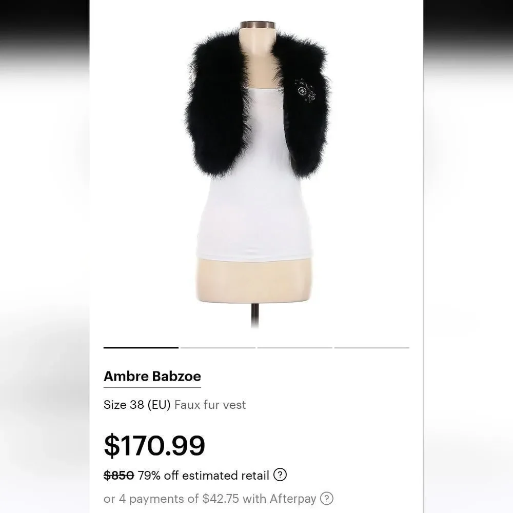 Ambre Babzoe 100%Turkey  Down Jeweled Feathered Mob Wife Witchy Avant Garde Vest